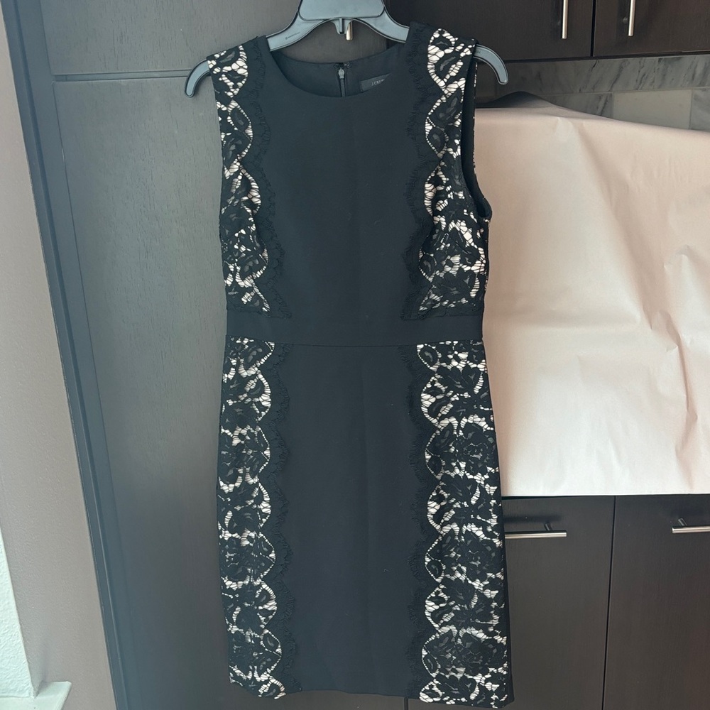 J. Crew Black and White Lace Midi Dress